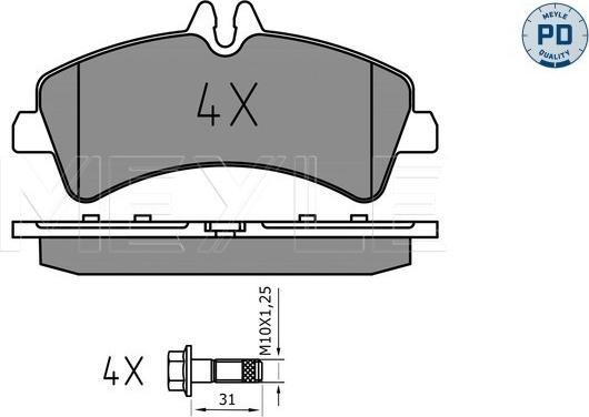 Meyle 025 292 1720/PD - Kit de plaquettes de frein, frein à disque cwaw.fr