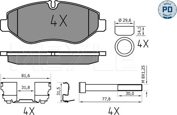 Meyle 025 292 2920/PD - Kit de plaquettes de frein, frein à disque cwaw.fr