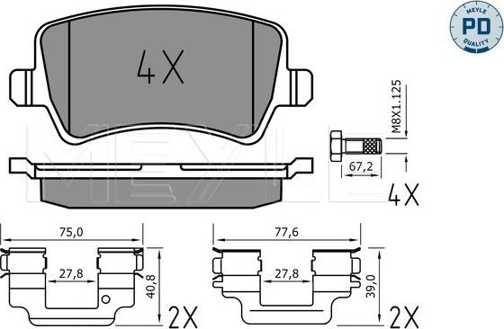 Meyle 025 244 9618/PD - Kit de plaquettes de frein, frein à disque cwaw.fr