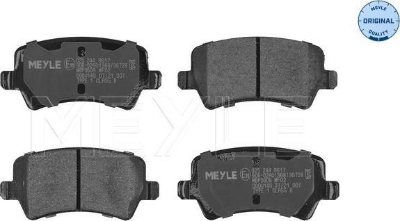 Meyle 025 244 9617 - Kit de plaquettes de frein, frein à disque cwaw.fr