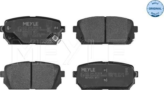 Meyle 025 244 9116/W - Kit de plaquettes de frein, frein à disque cwaw.fr