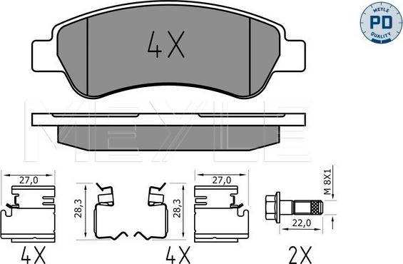 Meyle 025 244 6519/PD - Kit de plaquettes de frein, frein à disque cwaw.fr