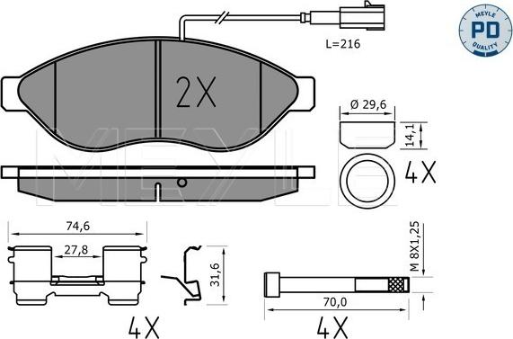 Meyle 025 244 6819-1/PD - Kit de plaquettes de frein, frein à disque cwaw.fr