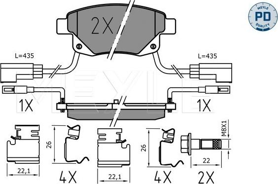 Meyle 025 244 8617/PD - Kit de plaquettes de frein, frein à disque cwaw.fr