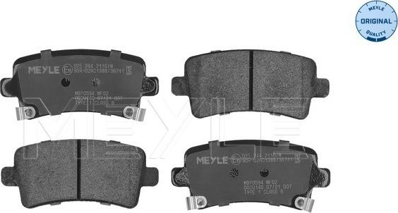 Meyle 025 244 2116/W - Kit de plaquettes de frein, frein à disque cwaw.fr