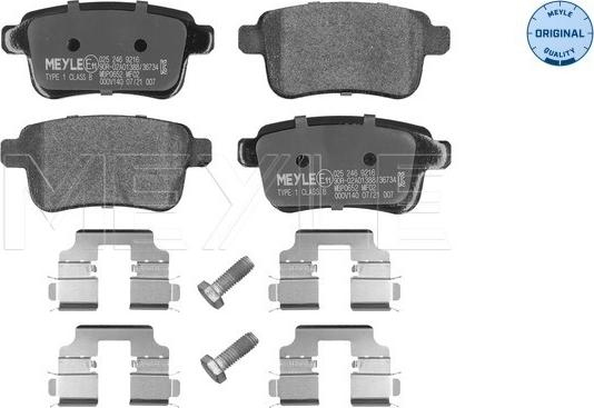 Meyle 025 246 9216 - Kit de plaquettes de frein, frein à disque cwaw.fr