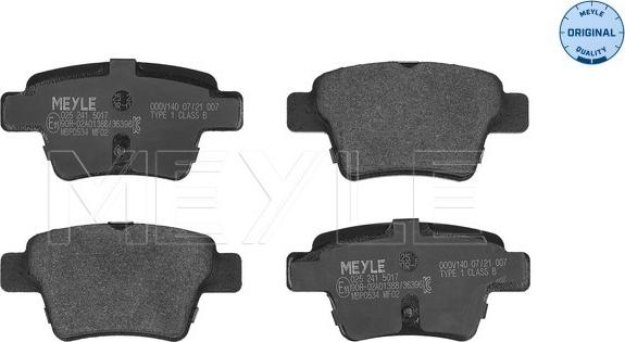 Meyle 025 241 5017 - Kit de plaquettes de frein, frein à disque cwaw.fr