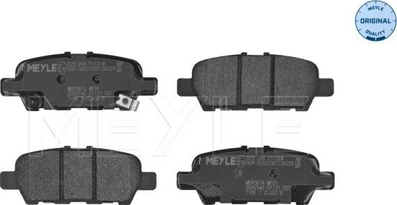 Meyle 025 248 7113/W - Kit de plaquettes de frein, frein à disque cwaw.fr