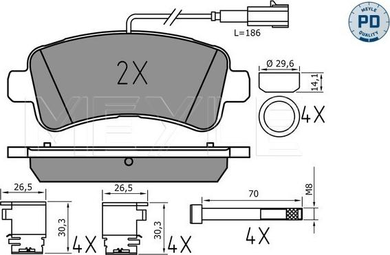 Meyle 025 259 8721/PD - Kit de plaquettes de frein, frein à disque cwaw.fr