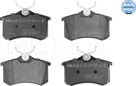 Meyle 025 209 6115 - Kit de plaquettes de frein, frein à disque cwaw.fr