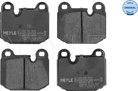 Meyle 025 205 8816 - Kit de plaquettes de frein, frein à disque cwaw.fr