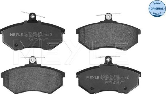 Meyle 025 206 6919 - Kit de plaquettes de frein, frein à disque cwaw.fr