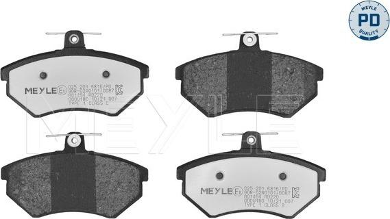 Meyle 025 201 6816/PD - Kit de plaquettes de frein, frein à disque cwaw.fr