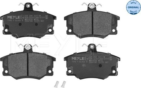 Meyle 0252083317/W - Kit de plaquettes de frein, frein à disque cwaw.fr