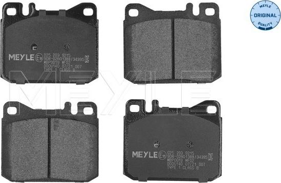 Meyle 025 203 9215 - Kit de plaquettes de frein, frein à disque cwaw.fr