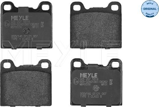 Meyle 025 207 5514 - Kit de plaquettes de frein, frein à disque cwaw.fr