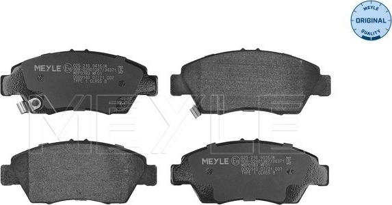 Meyle 025 216 9416/W - Kit de plaquettes de frein, frein à disque cwaw.fr