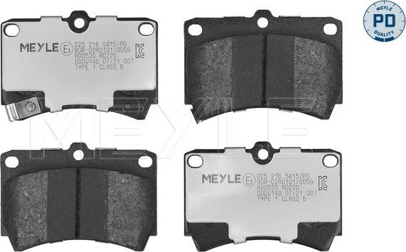 Meyle 025 216 5415/PD - Kit de plaquettes de frein, frein à disque cwaw.fr