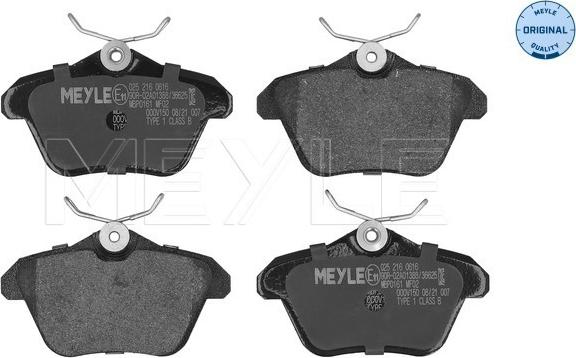 Meyle 0252160616 - Kit de plaquettes de frein, frein à disque cwaw.fr