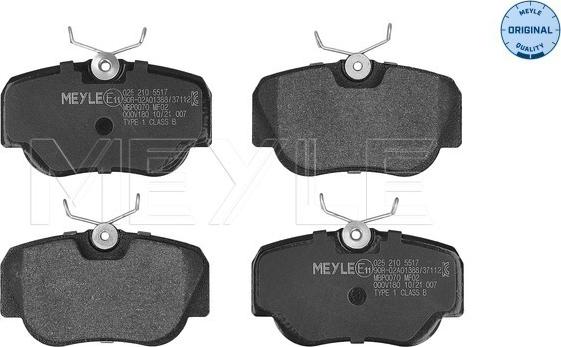 Meyle 025 210 5517 - Kit de plaquettes de frein, frein à disque cwaw.fr