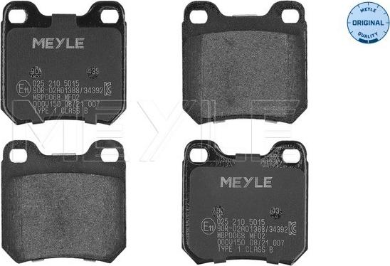 Meyle 025 210 5015 - Kit de plaquettes de frein, frein à disque cwaw.fr