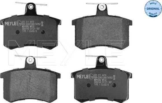 Meyle 0252114416 - Kit de plaquettes de frein, frein à disque cwaw.fr