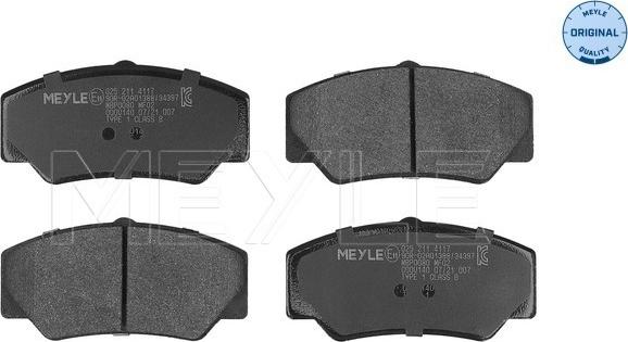 Meyle 025 211 4117 - Kit de plaquettes de frein, frein à disque cwaw.fr