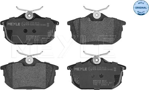 Meyle 025 218 6115 - Kit de plaquettes de frein, frein à disque cwaw.fr