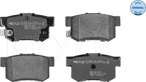 Meyle 025 217 1914/W - Kit de plaquettes de frein, frein à disque cwaw.fr