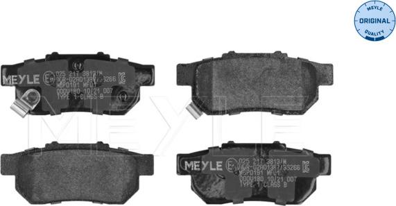 Meyle 025 217 3813/W - Kit de plaquettes de frein, frein à disque cwaw.fr