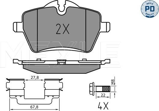 Meyle 025 239 8418/PD - Kit de plaquettes de frein, frein à disque cwaw.fr