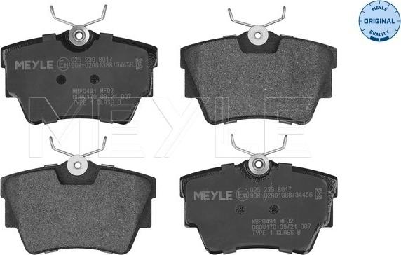 Meyle 025 239 8017 - Kit de plaquettes de frein, frein à disque cwaw.fr