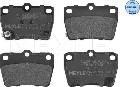 Meyle 025 236 5614/W - Kit de plaquettes de frein, frein à disque cwaw.fr