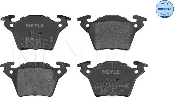 Meyle 025 230 2017 - Kit de plaquettes de frein, frein à disque cwaw.fr