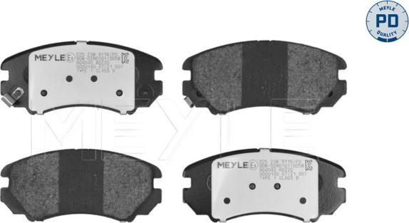 Meyle 025 238 9116/PD - Kit de plaquettes de frein, frein à disque cwaw.fr