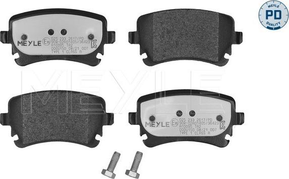 Meyle 025 233 2617/PD - Kit de plaquettes de frein, frein à disque cwaw.fr