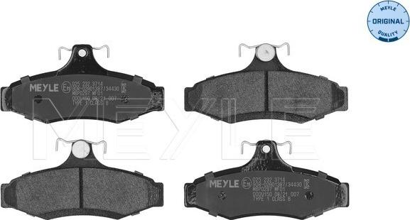 Meyle 025 232 3714 - Kit de plaquettes de frein, frein à disque cwaw.fr