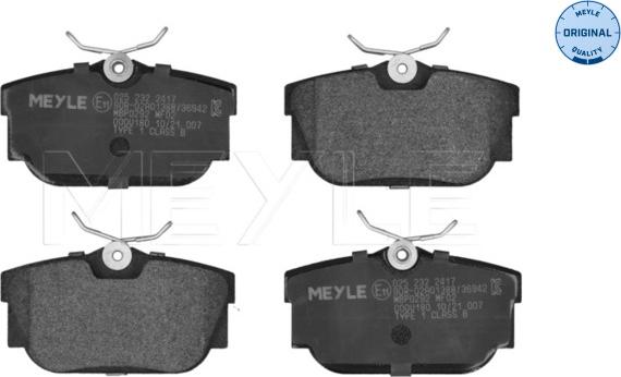 Meyle 025 232 2417 - Kit de plaquettes de frein, frein à disque cwaw.fr