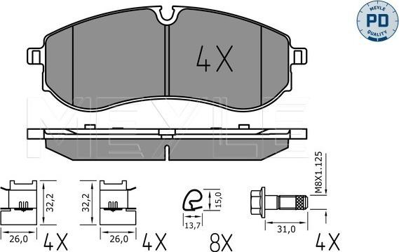 Meyle 025 224 9220/PD - Kit de plaquettes de frein, frein à disque cwaw.fr