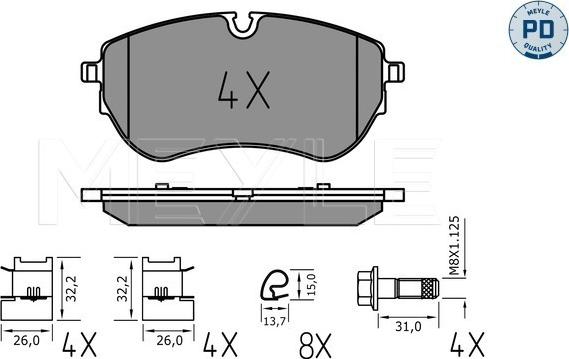 Meyle 025 226 4420/PD - Kit de plaquettes de frein, frein à disque cwaw.fr