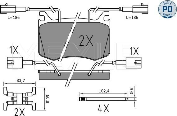 Meyle 025 220 9115/PD - Kit de plaquettes de frein, frein à disque cwaw.fr