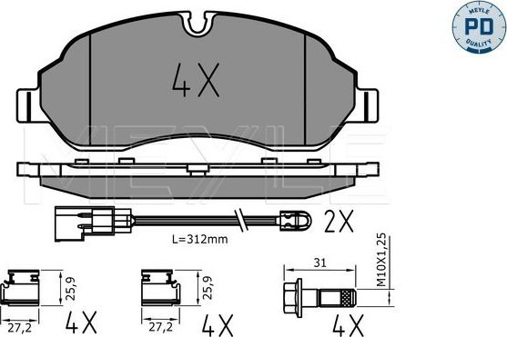 Meyle 025 220 3417/PD - Kit de plaquettes de frein, frein à disque cwaw.fr