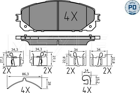 Meyle 025 220 7018/PD - Kit de plaquettes de frein, frein à disque cwaw.fr