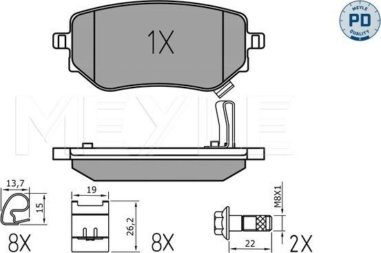 Meyle 025 228 6118/PD - Kit de plaquettes de frein, frein à disque cwaw.fr