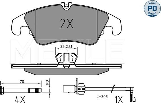 Meyle 025 222 5219/PD - Kit de plaquettes de frein, frein à disque cwaw.fr