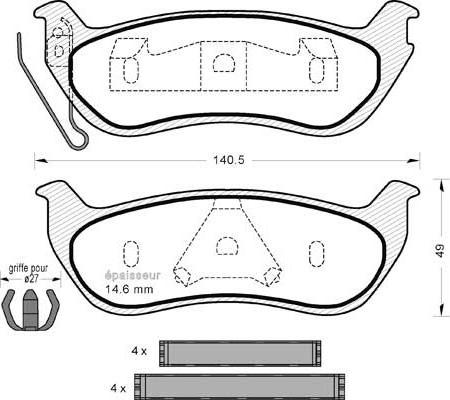 MGA 1270 - Kit de plaquettes de frein, frein à disque cwaw.fr