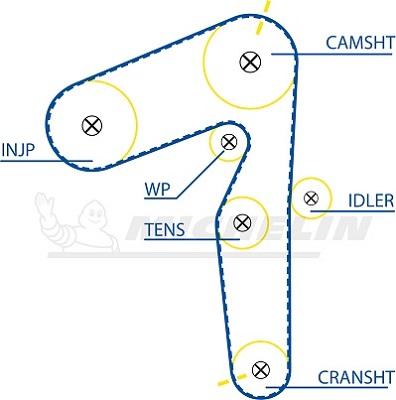 MICHELIN EngineParts SMATB0040 - Courroie de distribution cwaw.fr