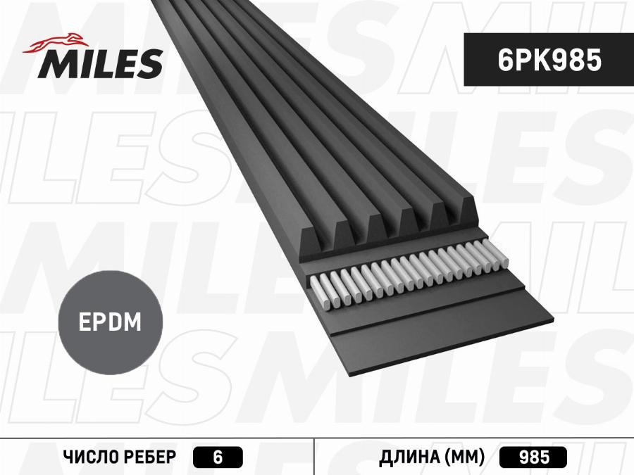 Miles 6PK985 - Courroie trapézoïdale à nervures cwaw.fr