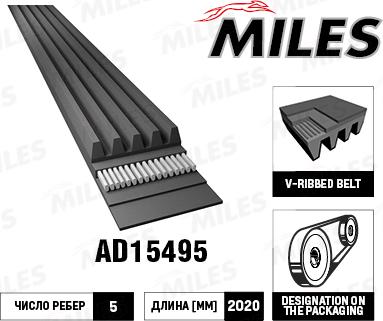 Miles AD15495 - Courroie trapézoïdale à nervures cwaw.fr