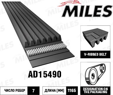 Miles AD15490 - Courroie trapézoïdale à nervures cwaw.fr